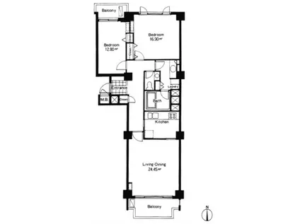 広尾ガーデンヒルズ(2LDK/5階)の間取り写真