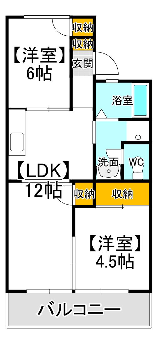 プロムナード中仙道 I(2LDK/2階)の間取り写真