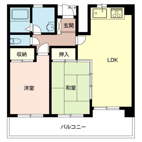 フレンドM東山(2LDK/2階)の間取り写真