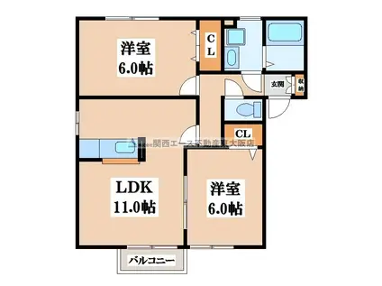 エーデルハイム(2LDK/2階)の間取り写真