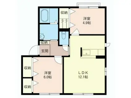 アンソレイエA(2LDK/1階)の間取り写真