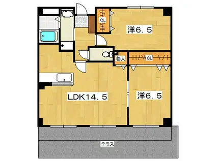アンソレイユ藤ケ尾(2LDK/1階)の間取り写真