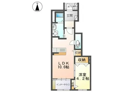 グランフォンテーヌ奏(1LDK/1階)の間取り写真