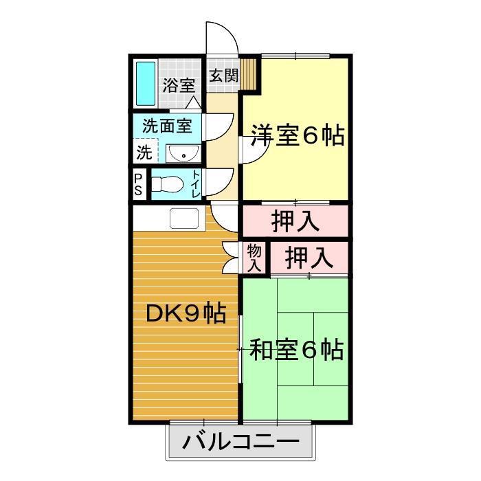 ハイツプリンス(2DK/2階)の間取り写真