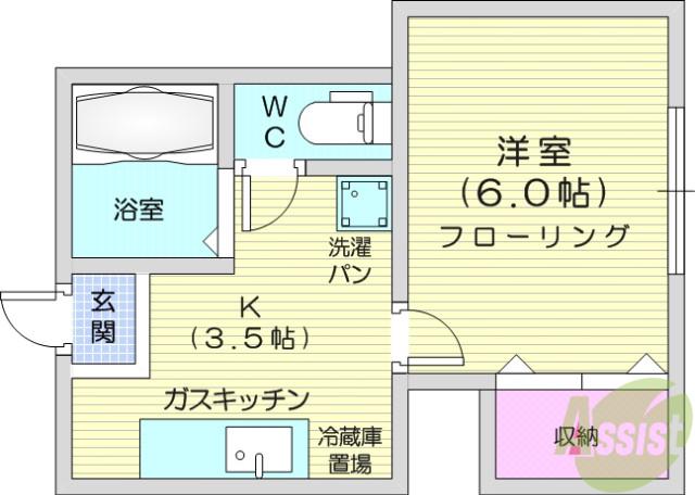 ブリティッシュヒルズ(1K/1階)の間取り写真