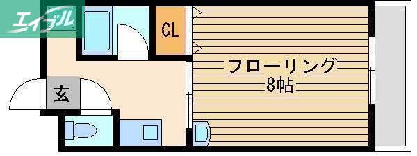 エルフィーネ撫川(1K/2階)の間取り写真