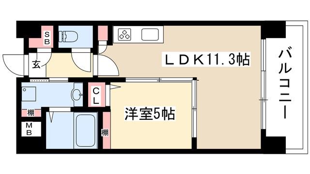 ANGELINA(1LDK/1階)の間取り写真