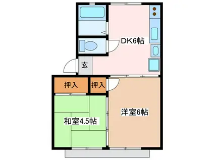 グリーンハイツタナカ(2DK/1階)の間取り写真
