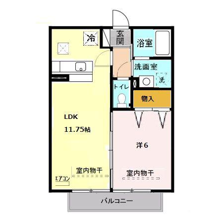 アスティオンII(1LDK/1階)の間取り写真