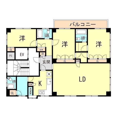 ベルモントマンション(3LDK/3階)の間取り写真