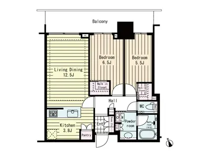 ブランズタワー芝浦(2LDK/7階)の間取り写真