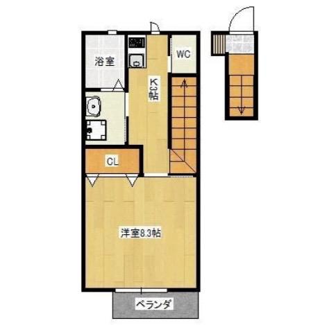 HIGH CREA(1K/1階)の間取り写真