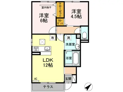 ウィット西川口(2LDK/1階)の間取り写真