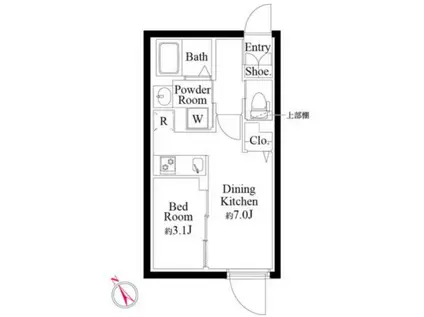 パセオ神宮前II(1DK/B1階)の間取り写真