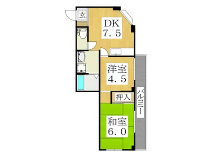 サンライズハイツ(2DK/3階)の間取り写真