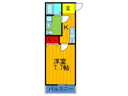 CASA御殿山(1K/1階)の間取り写真