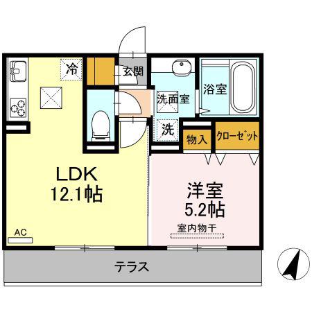 セキュレア須屋L(1LDK/1階)の間取り写真