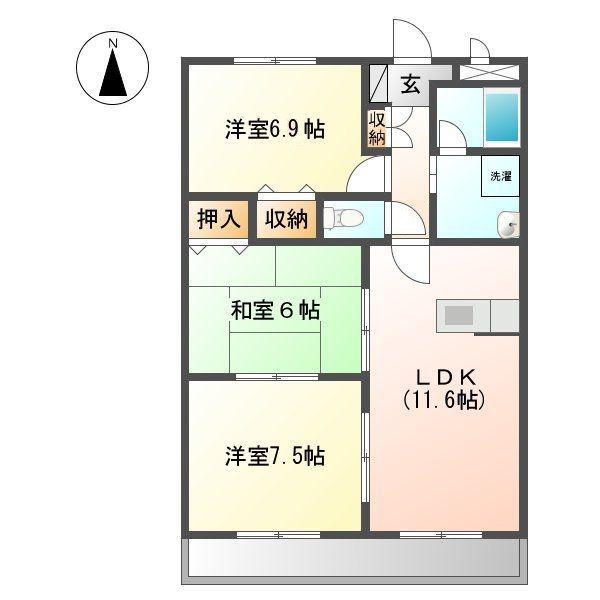 BELL COURT AWANO(3LDK/2階)の間取り写真