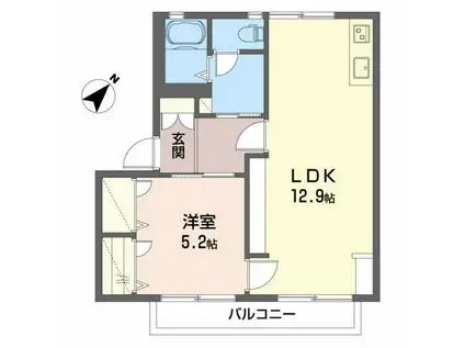 サンフォルテA棟(1LDK/2階)の間取り写真
