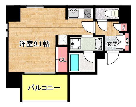 アバンティ大阪ドームシティ(ワンルーム/9階)の間取り写真