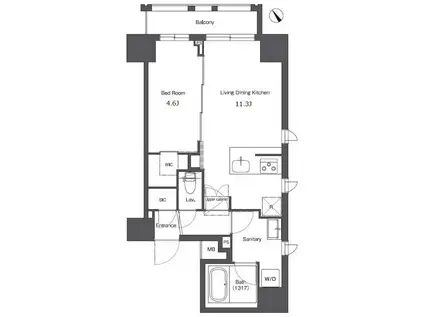 コンフォリア台東根岸(1LDK/6階)の間取り写真