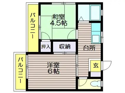 サンアザレア烏山(2K/1階)の間取り写真