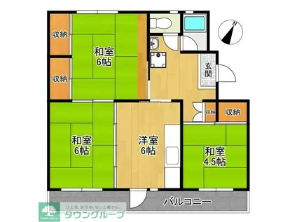 狭山台団地 2-7号棟(3DK/2階)の間取り写真