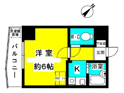 メゾンユニベール(1K/6階)の間取り写真
