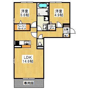 VILLA PINO 美原(2LDK/1階)の間取り写真