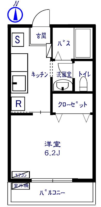 グランドール川本(1K/1階)の間取り写真