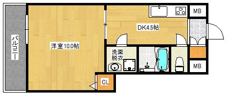 ナーセリK2(1DK/1階)の間取り写真