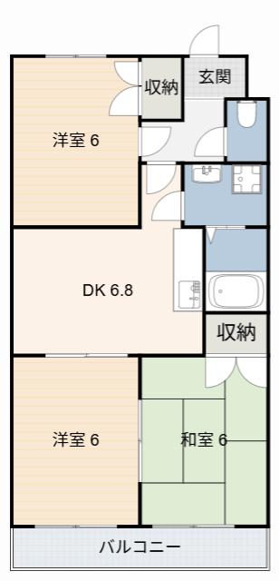 クレールナガタ(3DK/3階)の間取り写真