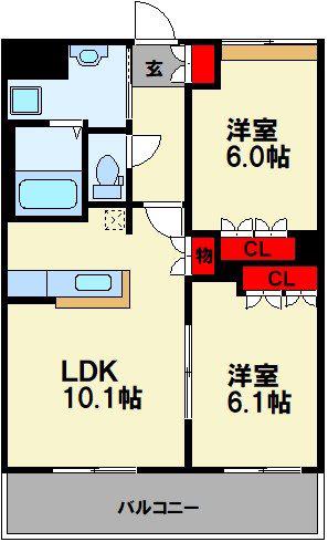 CENTURY椿B(2LDK/2階)の間取り写真
