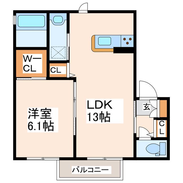 セントラルサン (1LDK/2階)の間取り写真