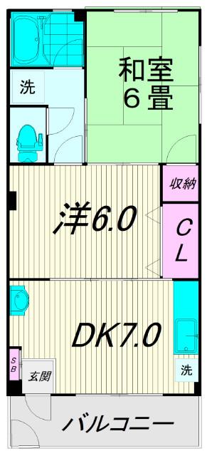 マンション富士(2DK/1階)の間取り写真