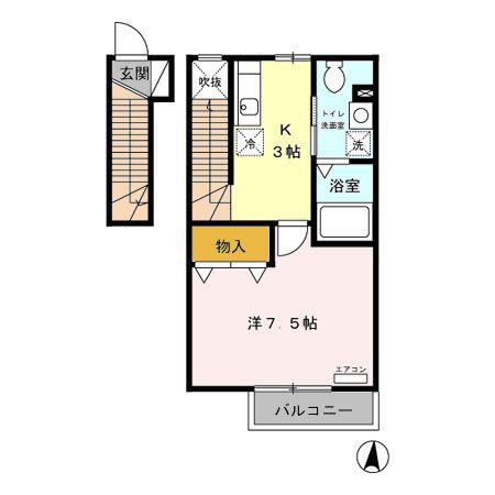 メゾンアスティオス(1K/2階)の間取り写真