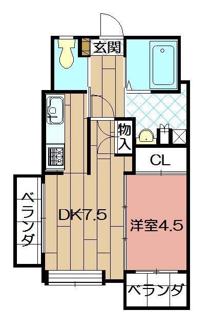 ニューリバー戸畑(1DK/5階)の間取り写真