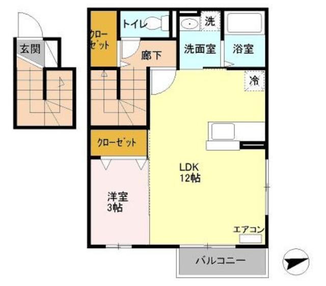 カーサ フェリーチェ(1LDK/2階)の間取り写真