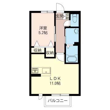 メゾン清里三番館(1LDK/1階)の間取り写真
