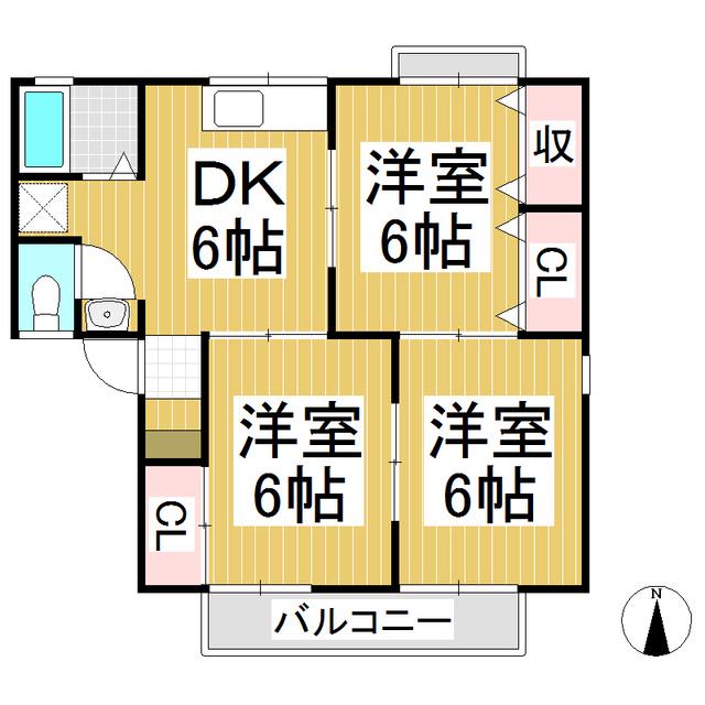 セジュール岡田ハイランズA(3DK/1階)の間取り写真