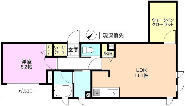 グランサンク天神(1LDK/2階)の間取り写真