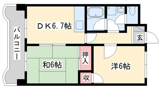 メゾン・DE・OK(2DK/1階)の間取り写真