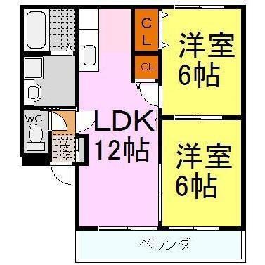 フルーレ(2LDK/1階)の間取り写真