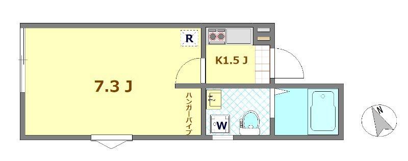 エスフラット国立(1K/1階)の間取り写真