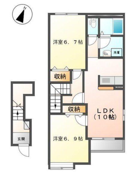 ベル・グラース(2LDK/2階)の間取り写真