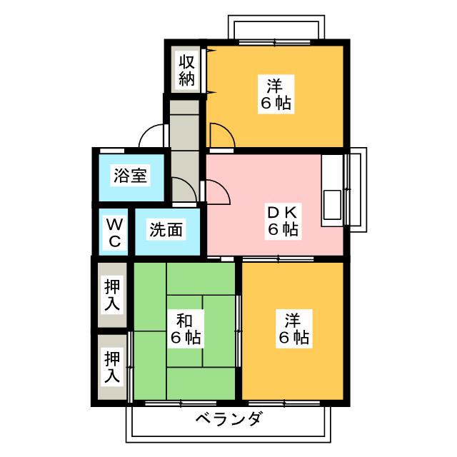 ビューテラス B(3DK/2階)の間取り写真