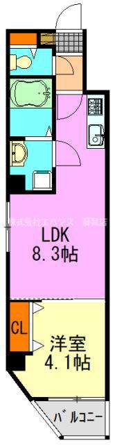 TOASTINA新宿(1LDK/8階)の間取り写真