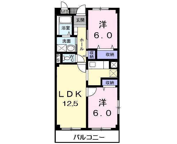 レジダンスY(2LDK/3階)の間取り写真