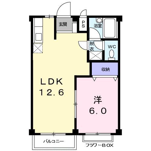 ルネッサンス立田(1LDK/2階)の間取り写真
