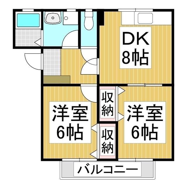 オリンポスA棟(2DK/1階)の間取り写真